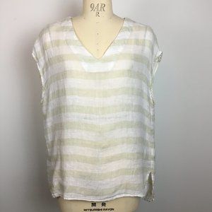 St Tropez Gauze Semi Sheer Striped Popover Top Womens M
